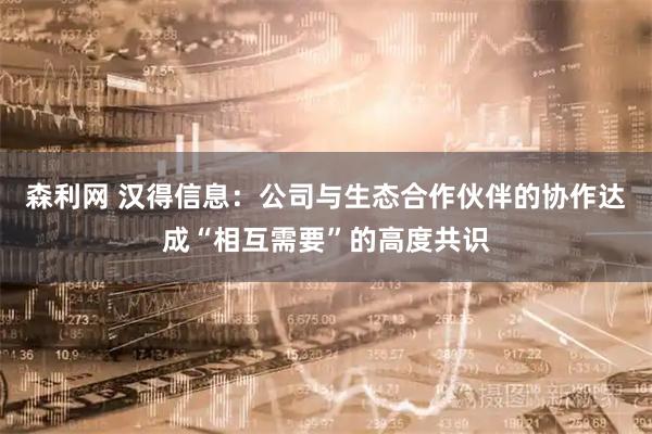 森利网 汉得信息:公司与生态合作伙伴的协作达成“相互需要”的高度共识