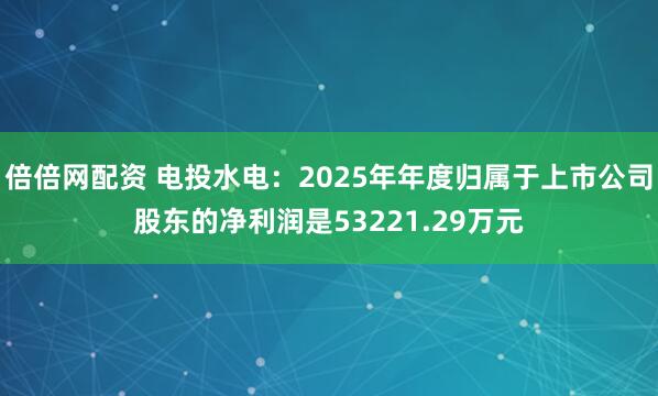 倍倍网配资 电投水电:2025年年度归属于上市公司股东的净利润是53221.29万元